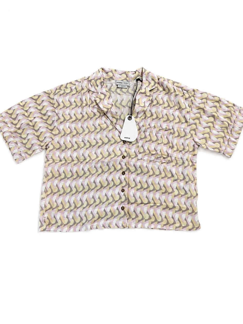 Prana Iguala Button Up Shirt Willow Retro Geo Lightweight Women's Size S NWT